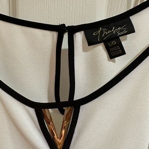 Women’s cream/black trimming Thalia blouse, size L